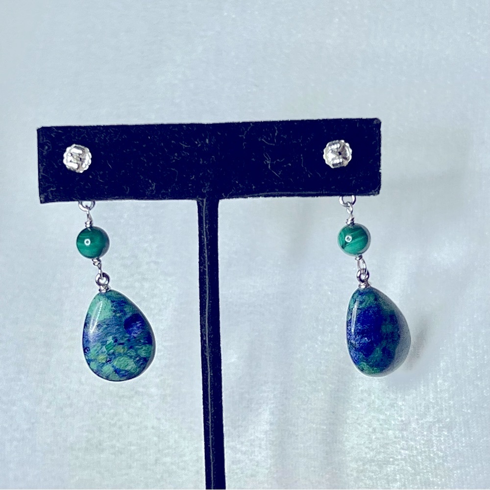 Jay King Sterling Silver Blue Azurite & Green Malachite 18” Necklace & Earrings. - Picture 5 of 16